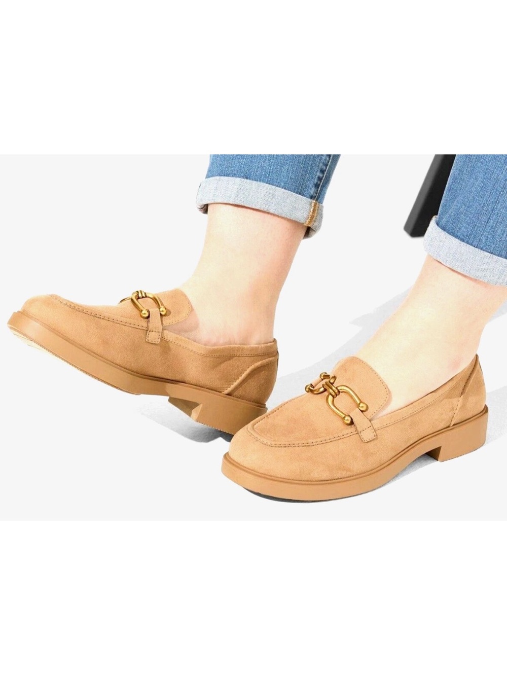 torrid Tan Suede Loafers with Gold Bit. 12 WW

12 WIDE